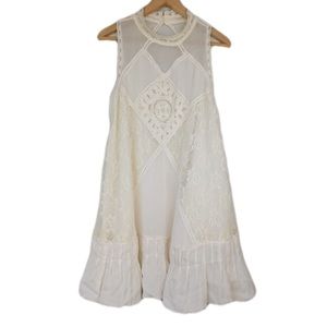 NWOT Free People Angel Lace Mini Dress in White/Cream size S